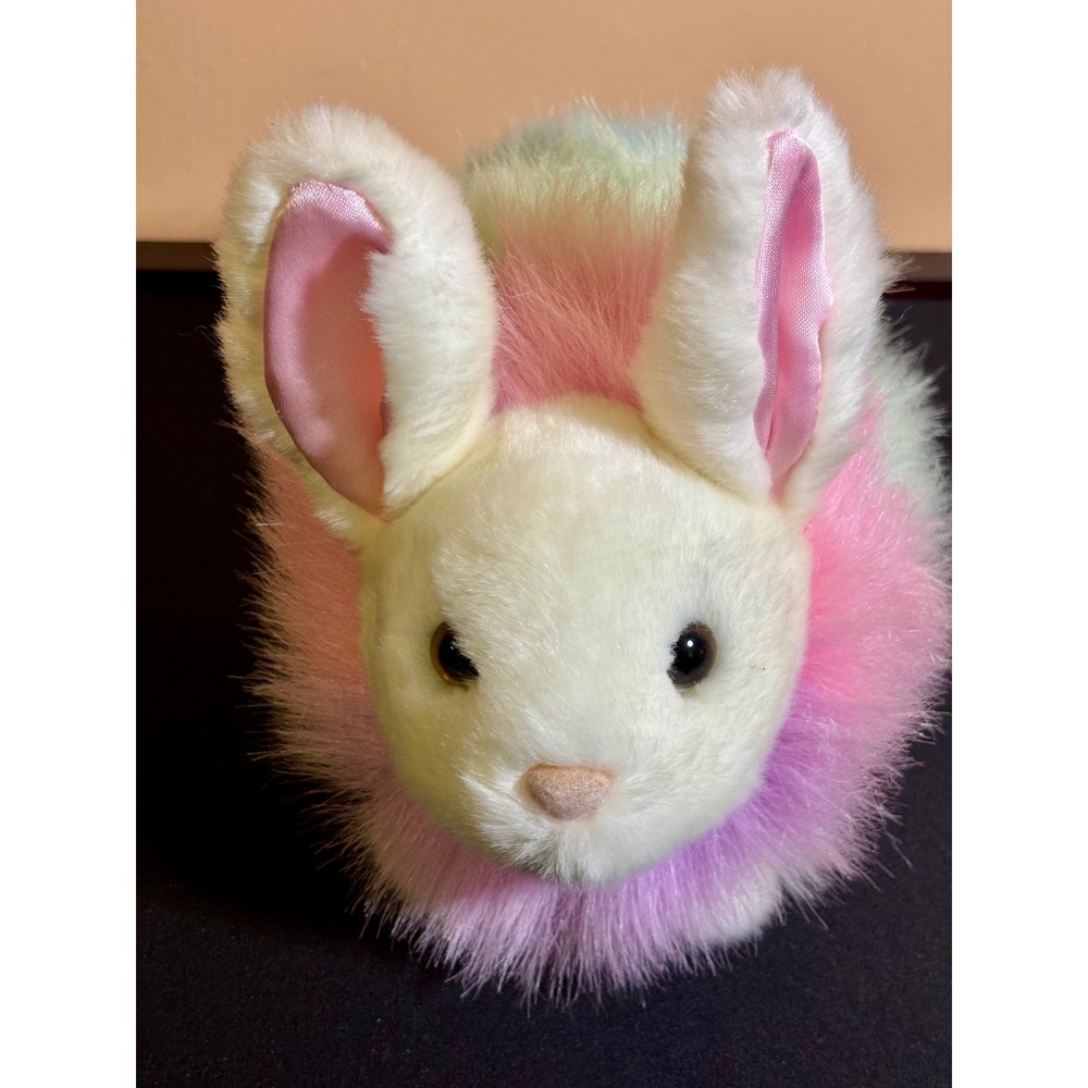 Douglas Cuddle Toy Rainbow Pastel Bunny Rabbit Plush Fluffball Silk Ears Animal